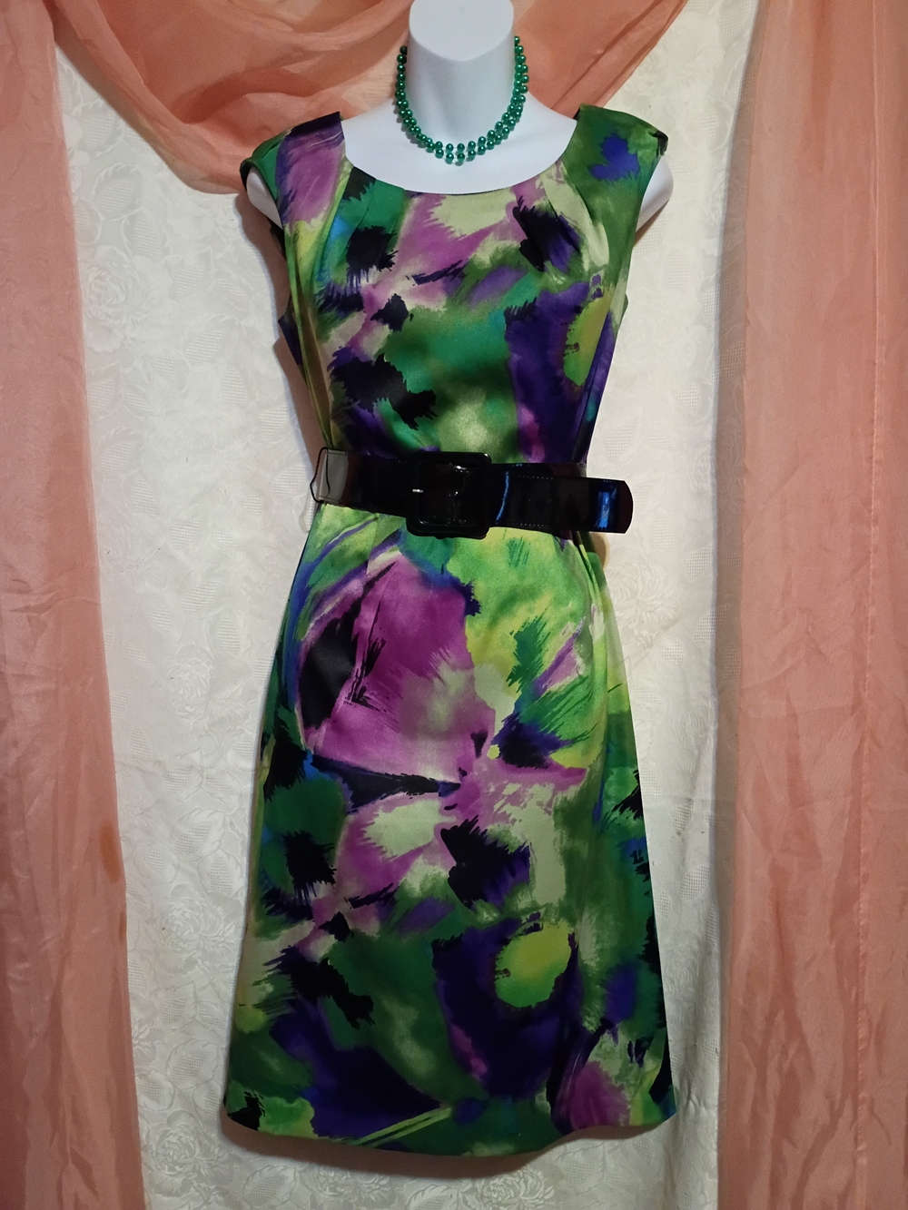 🛍️ BUNDLE ONLY🛍️dressbarn Green and Purple Abstract Sheath Dress